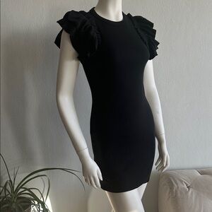 NWT Express Black Knit ruffled sleeves dress